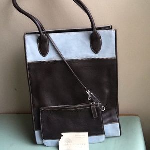 NWOT Levenger leather and suede tote.